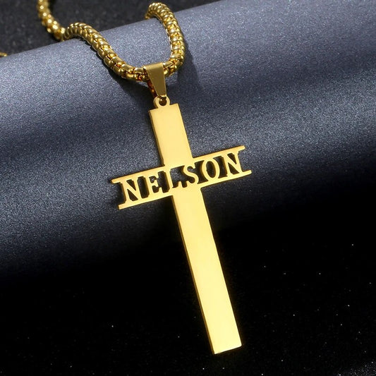 A custom cross necklace with Name