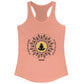Peach-colored tank top with a mandala design featuring a Ram Dass quote 
