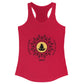Red tank top with a black and yellow mandala design on a white background
