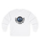 White long-sleeved shirt with a cosmic peace symbol and text "comes from within."